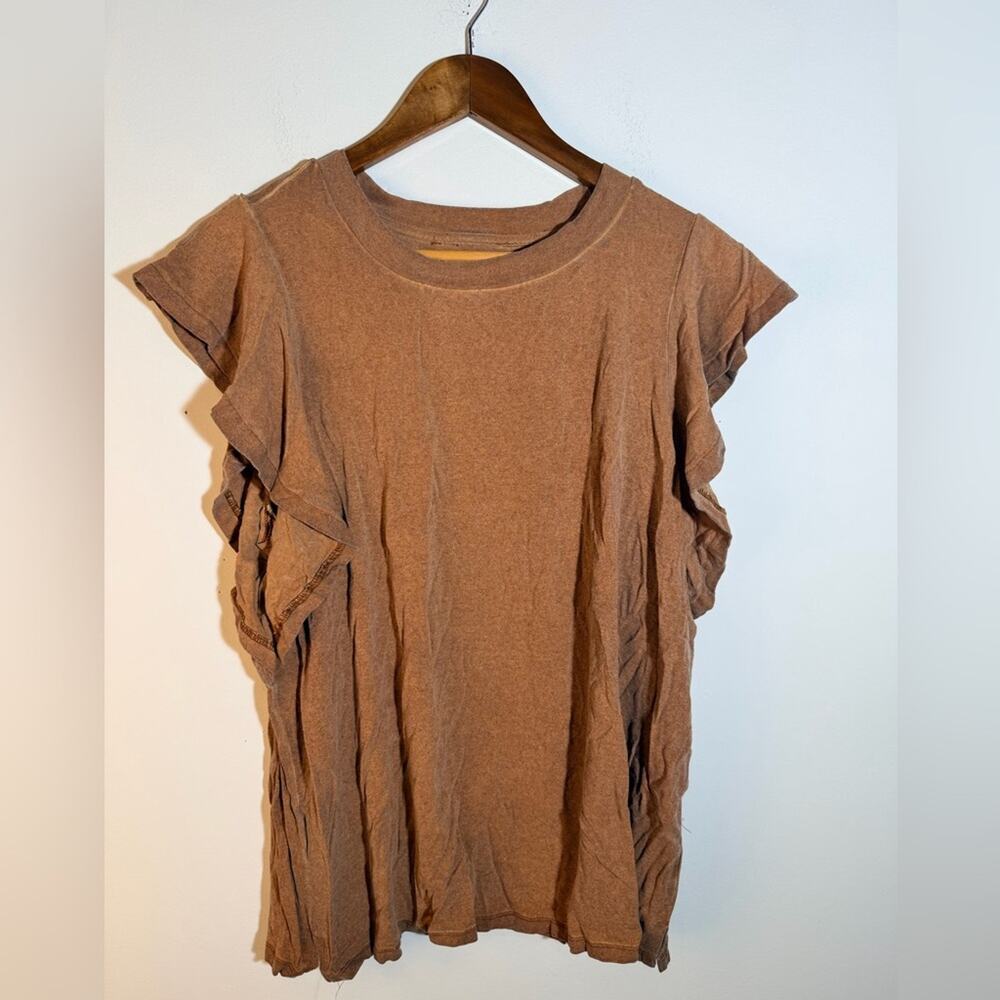 Wonderly Brown Ruffle Sleeve Top